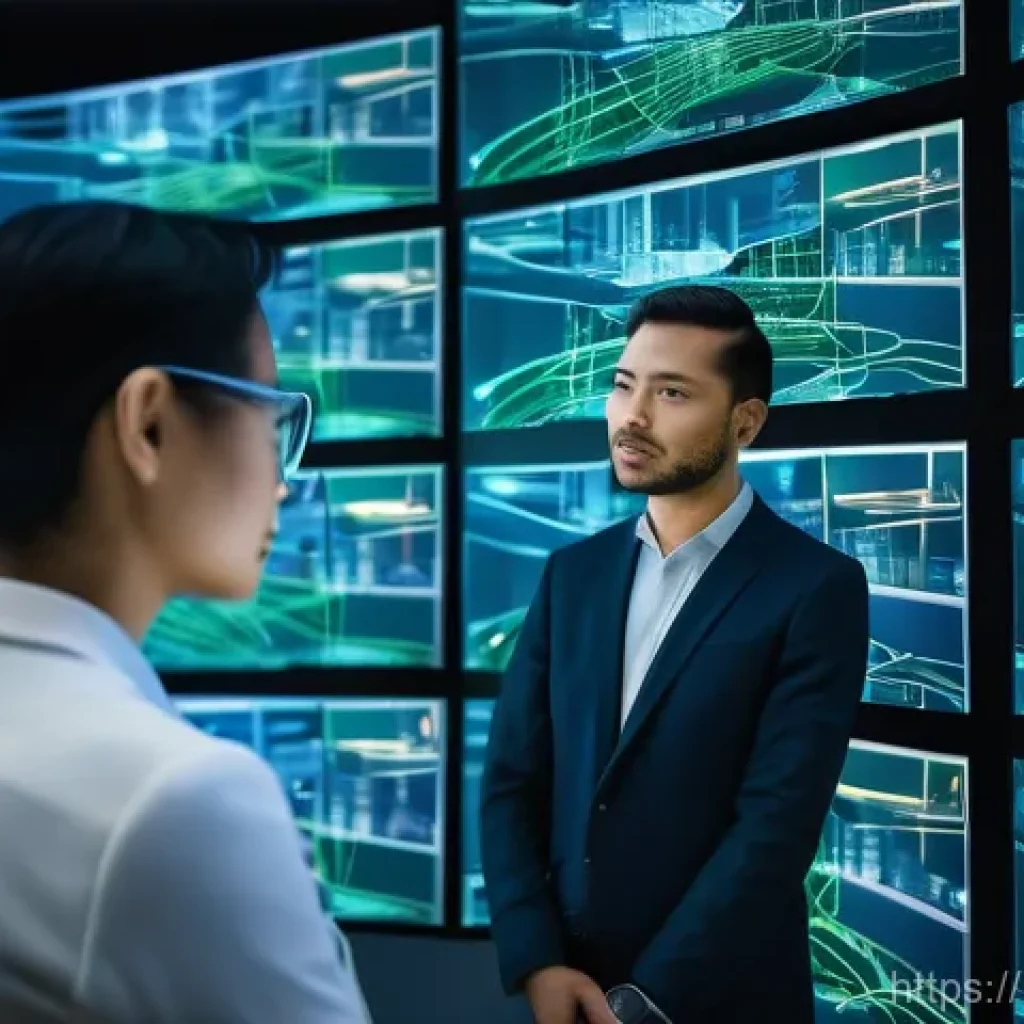 도시계획 실무에서의 시뮬레이션 활용 - **Urban Digital Twin Control Center:**
    "A vibrant, high-tech control room bathed in soft, futuri...