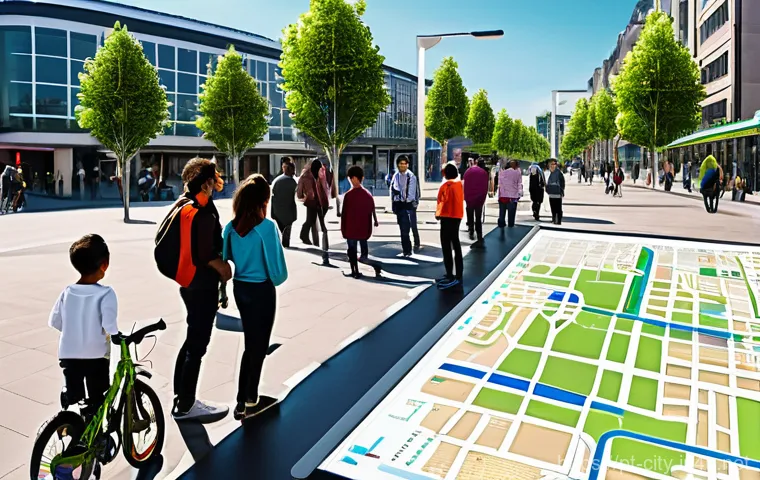 도시계획 실무에서의 시뮬레이션 활용 - **Sustainable Green City of Tomorrow:**
    "An aerial view of a futuristic, sustainable city thrivi...