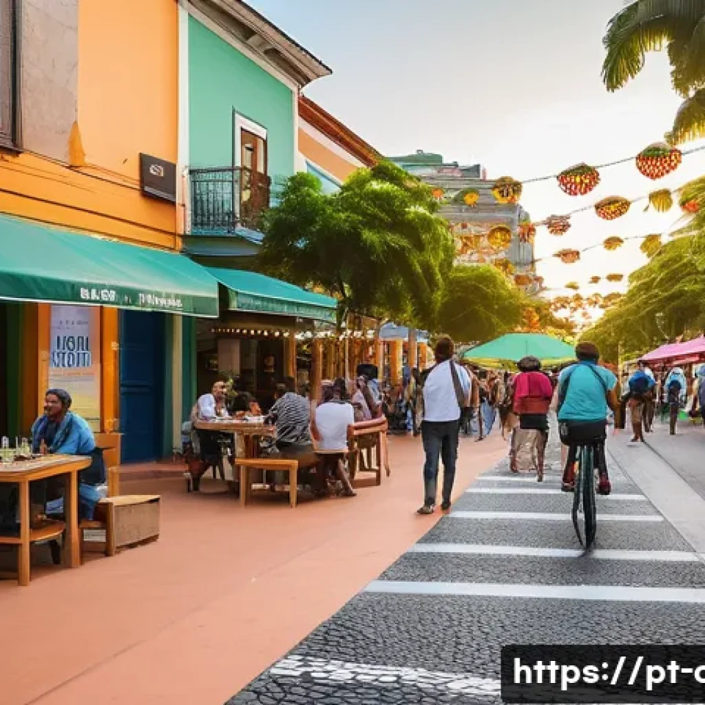 도시계획 업무에서의 창의적 문제 해결법 - A vibrant urban scene in a Brazilian city featuring a flexible-use public space where a parking lot ...